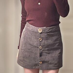 corduroy mini skirt with golden buttons h&m